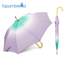 Regenschirm Hersteller China Gradient benutzerdefinierte Phantasie Holzgriff Regenschirm